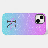 Monogramm Anfangsname Pink Blue Sparkle Ombre Case-Mate iPhone Hülle (Rückseite (Horizontal))
