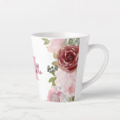 Monogramm Anfangsname Rosa Rose Aquarell Floral Milchtasse (Rechts)