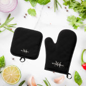 Monogramm Anfangsname Schwarz Ofenhandschuh & Topflappen-Set