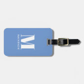 Monogramm Anfangsname Simple Sky Blue Gepäckanhänger (Vorderseite horizontal)