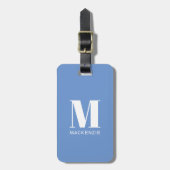 Monogramm Anfangsname Simple Sky Blue Gepäckanhänger (Vorderseite vertikal)