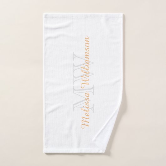 Monogramm Anfangsname Skript Gelbes Gold Weiß Badhandtuch Set (Handtuch)