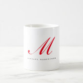 Monogramm Anfangsname Weiß Rot Minimalistisch Kaffeetasse (Mittel)