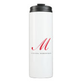 Monogramm Anfangsname Weiß Rot Minimalistisch Thermosbecher (Vorderseite)