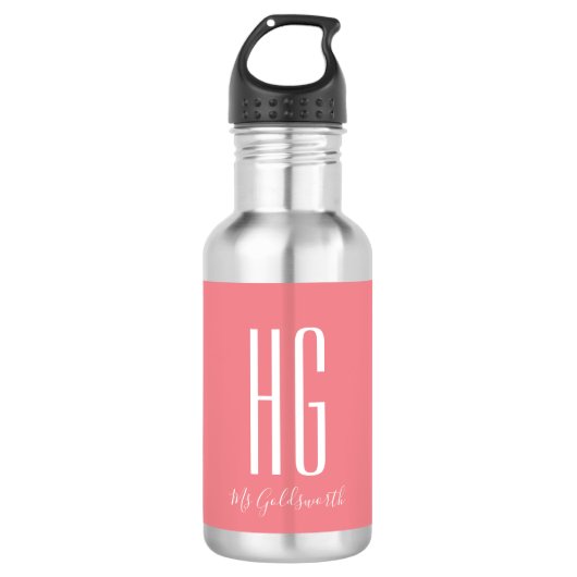 Monogramm-Anfangsnamensmodernes Edelstahlflasche (Vorderseite)