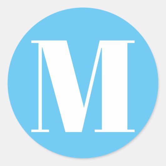 Monogramm Anfangsnummer blau blau leuchten Runder Aufkleber (Vorderseite)