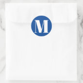 Monogramm Anfangsnummer blau weiß anpassen Runder Aufkleber (Tasche)