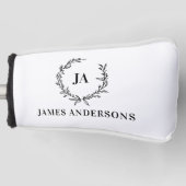 Monogramm Anfangspaar Kranz modern elegant Golf Headcover (Vorderseite)