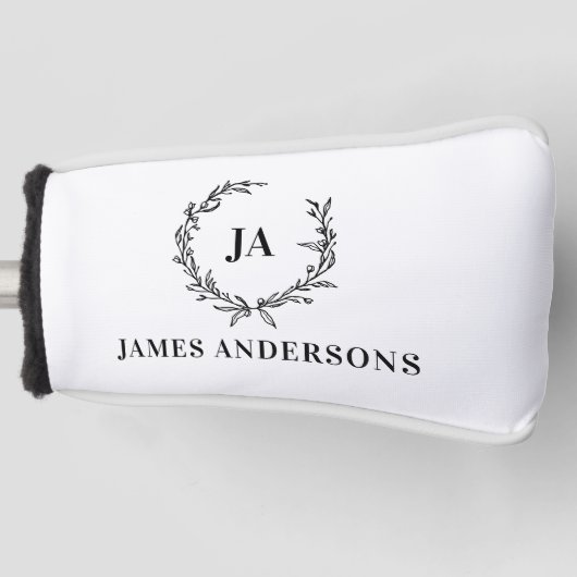 Monogramm Anfangspaar Kranz modern elegant Golf Headcover (Vorderseite)
