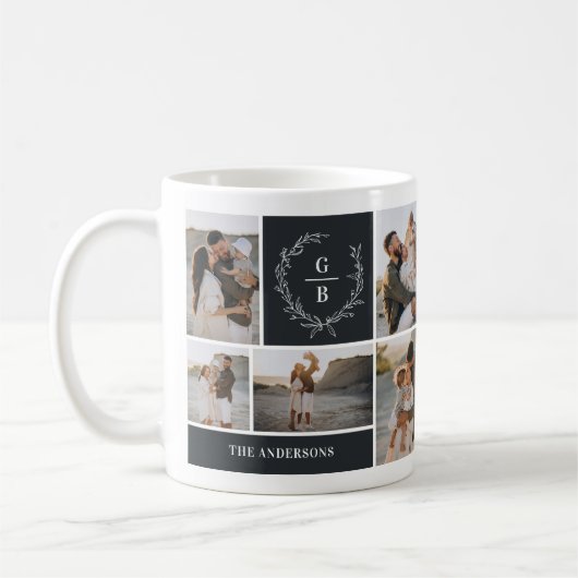 Monogramm Anfangspaar Kranz modern elegant Kaffeetasse (Links)