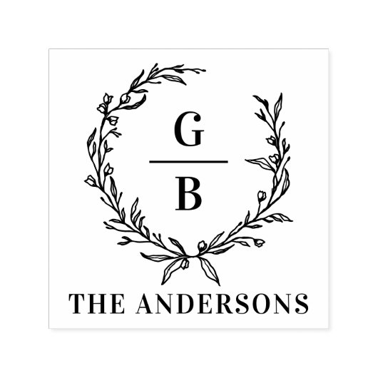 Monogramm Anfangspaar Kranz modern elegant Permastempel (Design)