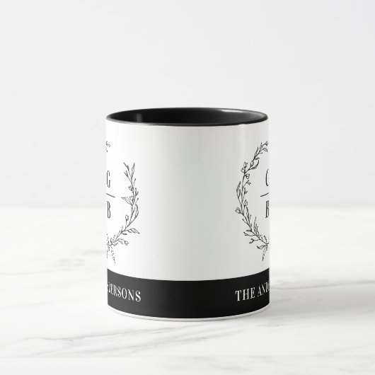 Monogramm Anfangspaar Kranz modern elegant Tasse (Zentrum)