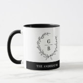 Monogramm Anfangspaar Kranz modern elegant Tasse (Links)