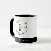 Monogramm Anfangspaar Kranz modern elegant Tasse (Vorderseite Links)