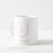 Monogramm Anfangspärchen modern, elegant pink Kaffeetasse (Vorderseite Links)