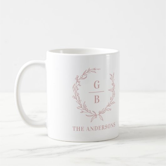 Monogramm Anfangspärchen modern, elegant pink Kaffeetasse (Links)