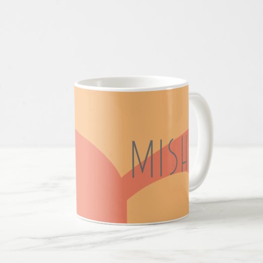 Monogramm Anfangspfirsichpfirk rosa Name modern Kaffeetasse (VorderseiteRechts)