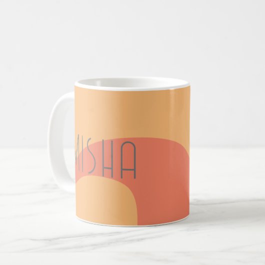 Monogramm Anfangspfirsichpfirk rosa Name modern Kaffeetasse (Vorderseite Links)