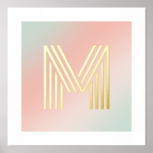 Monogramm Anfangsrosa-Minzgrün Foliendrucke (Vorderseite)