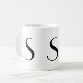 Monogramm Anfangss schwarze u. weiße moderne Kaffeetasse (Vorderseite Links)