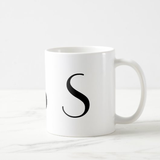 Monogramm Anfangss schwarze u. weiße moderne Kaffeetasse (Rechts)