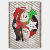 Monogramm-AnfangsSchneemänner auf grauem Decke (Vorderseite Vertikal)