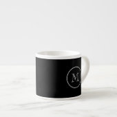 Monogramm Anfangsschwarz-High-End-gefärbt Espressotasse (Vorderseite Rechts)