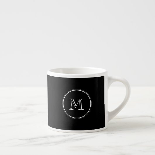 Monogramm Anfangsschwarz-High-End-gefärbt Espressotasse (Rechts)