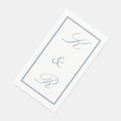 Monogramm Anfangsstaub Blau Hochzeit Moderne Schri Serviette (Ecke)