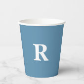 Monogramm Anfangsstaub Blau Weiß Benutzerdefiniert Pappbecher (Vorderseite)