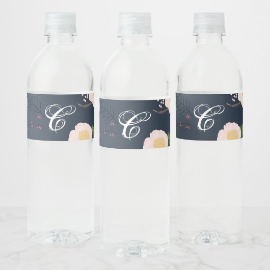 Monogramm Anfangswasserflasche Etikett Baby Pink C (Flaschen)