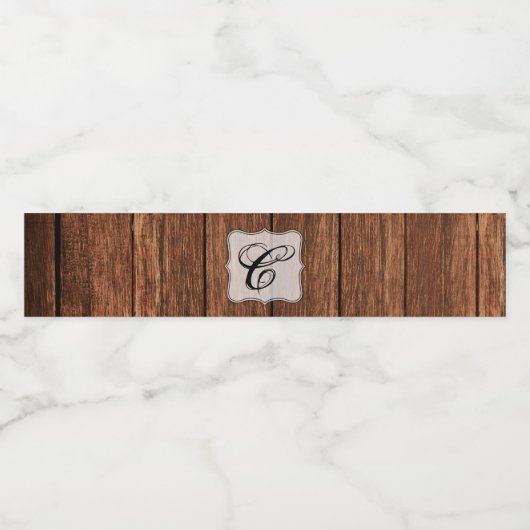 Monogramm Anfangswasserflasche Etikett Stall Holzs (Einzelnes Label)