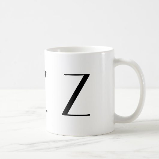 Monogramm Anfangsz schwarze u. weiße moderne Kaffeetasse (Rechts)