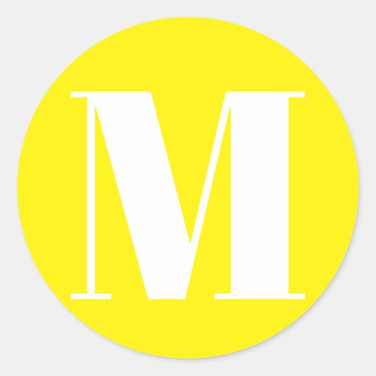 Monogramm Anfangszahl gelb anpassen Runder Aufkleber (Vorderseite)