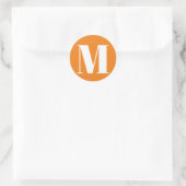 Monogramm Anfangszahl orange weiß anpassen Runder Aufkleber (Tasche)