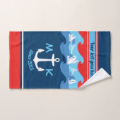 Monogramm-Anker bewegt Boots-rotes weißes blaues Handtuch (Handtuch)