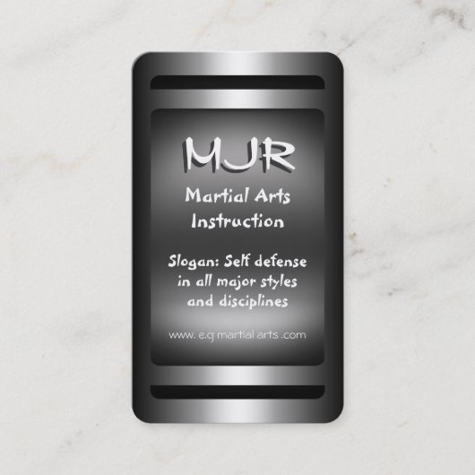 Monogramm, Anleitung für Kampfkunst, Metallaussehe Visitenkarte (Vorderseite)