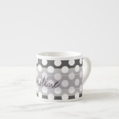 Monogramm Anthrazitgrau Weiß Tupfenmuster Espressotasse (Vorderseite Rechts)
