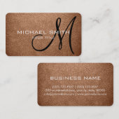 Monogramm antiker Messingleather-Look Visitenkarte (Vorne/Hinten)
