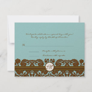 Monogramm-Antwortkarte für braune Damaske RSVP Karte