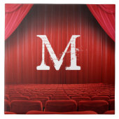 Monogramm-Anzeigetafel des roten Vorhangs Fliese (Vorderseite)