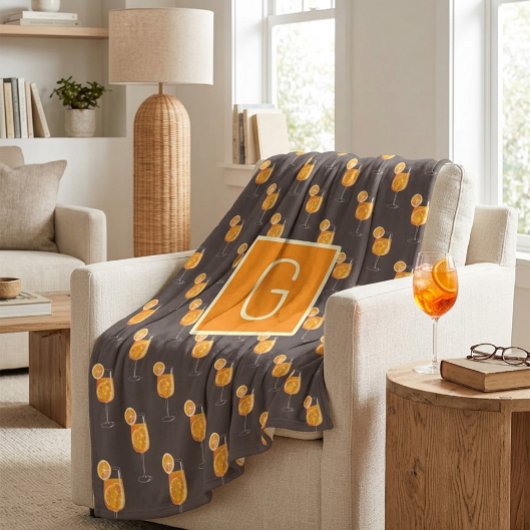 Monogramm Aperol Spritz Fleece-Decke  Fleecedecke