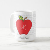 Monogramm-Apple-Lehrer-Kaffee-Tasse Kaffeetasse (Vorderseite Links)