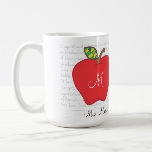 Monogramm-Apple-Lehrer-Kaffee-Tasse Kaffeetasse (Links)
