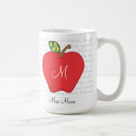 Monogramm-Apple-Lehrer-Kaffee-Tasse Kaffeetasse (Rechts)
