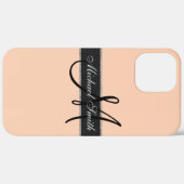 Monogramm Apricot Farbe Hintergrund Case-Mate iPhone Hülle (Rückseite / Rechts)