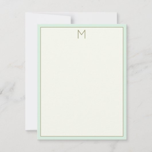 Monogramm Aqua und Creme Tropical Palm Tree Mitteilungskarte (Vorderseite)