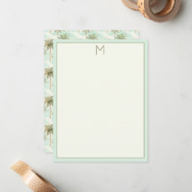 Monogramm Aqua und Creme Tropical Palm Tree