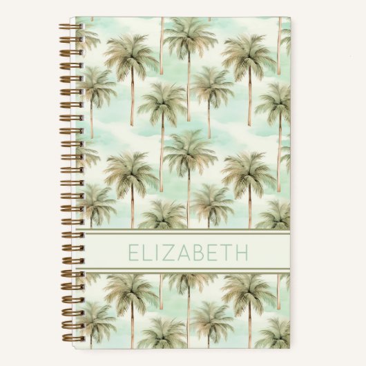 Monogramm Aqua und Creme Tropical Palm Tree Notizblock (Vorderseite)