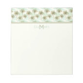 Monogramm Aqua und Creme Tropical Palm Tree Notizblock (Vorderseite)